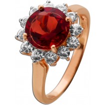 Granatring Rosegold 375 9K roter Almandin Edelstein 2.50ct weiße Topase