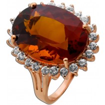 Citrinring Rosegold 375 9K cognac orange brauner Edelstein 17ct weiße Topase