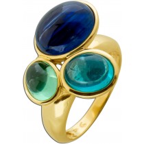 Edelsteinring Gold 9K 375 Kyanit Peridot Turmalin 