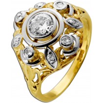 Brillantring Gold 585 14K Diamanten 0.69ct Antikschmuck 1920