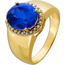Tansanit Ring Gold 585 14K blauer Edelstein 7.5ct Brillanten 0.48ct 
