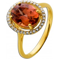 Morganit Ring Gold 375 9K orangener Edelstein 3.3ct Diamanten 0.32ct
