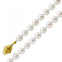 Perlenkette Akoya Perlen Gold 585 14K Diamanten Antikschmuck