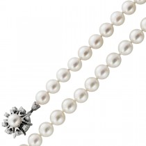 Perlenkette 74cm Akoyaperlen Weissgold 585 Diamanten Antikschmuck