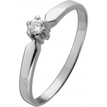 Solitärring Weißgold 585 14K Brillant 0.06ct Antikschmuck