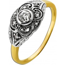 Diamantring Gold 585 14K Diamanten 0.32ct Antikschmuck 1900