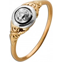 Diamantring Gold 585 14K Diamant 0.26ct Antikschmuck 1880
