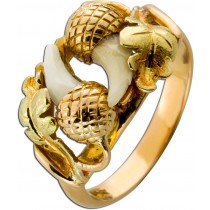 Grandelring Gold 585 Rotwild Eckzähne Rosegold Antikschmuck 1970