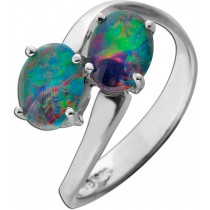 Opal Ring Weißgold 585 14K pink orange grüne Edelsteine 3.2ct