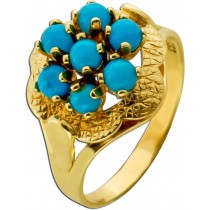 Türkisring Gold 333 8K türkisfarbene Edelsteine Antikschmuck 1920