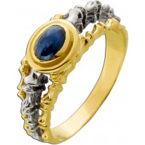 Saphirring Gold 585 14K blauer Edelstein 0.75ct Antikschmuck