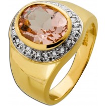 Morganitring Gold 585 14K rosa Edelstein 3ct Brillanten 0.10ct