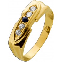 Saphirring Gold 585 14K blauer Edelstein Brillanten 0.10ct