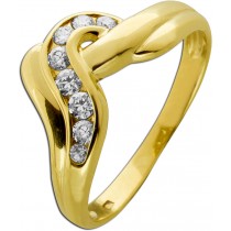 Goldring Gold 585 14 Karat Zirkonia Steine 0.25ct.