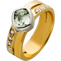 Saphirring Gold 750 18K hellblauer Edelstein Diamanten 0.16ct.