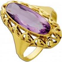 Amethystring Gelbgold 375 9K hell lila Edelstein 3.80ct Antikschmuck