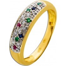 Edelsteinring Gold 333 8K Rubine Smaragde Saphire Zirkonia