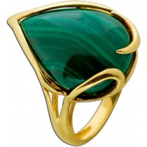 Malachitring Gelbgold 375 9K grüner Malachit Edelstein 16.1ct
