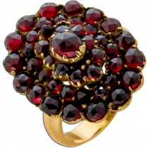 Granatring Gelbgold 750 18K rote Almandine 8.7ct Antikschmuck