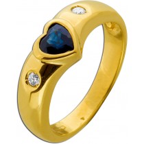 Saphirring Gold 750 18K blauer Edelstein Brillanten 0.04ct