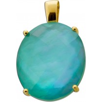 Aquamarin Anhänger Gold 375 9K ozeanblauer Edelstein 9ct Perlmutt