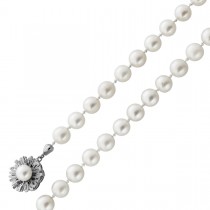 Perlenkette 45cm Weißgold 585 14K Akoyaperlen Antikschmuck