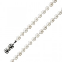Perlenkette 98cm Weißgold 585 14K Akoyaperlen Antikschmuck 