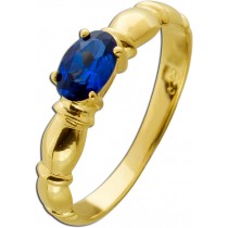 Saphirring Gold 585 14K blauer Edelstein 0.52ct Antikschmuck