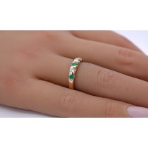Smaragdring Gold 585 14K grüne Edelsteine 0.20ct Brillanten 0.12ct