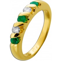 Smaragdring Gold 585 14K grüne Edelsteine 0.20ct Brillanten 0.12ct