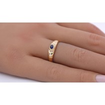 Saphirring Gold 750 18K blauer Edelstein 0.25ct Brillanten 0.04ct