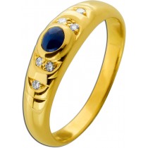 Saphirring Gold 750 18K blauer Edelstein 0.25ct Brillanten 0.04ct