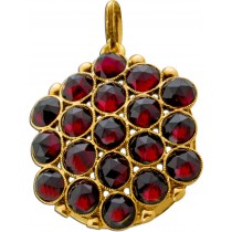 Granat Anhänger Gold 585 14K rote Edelsteine Antikschmuck 1900