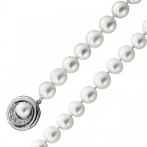 Perlenkette 44cm Akoyaperlen Diamanten Antikschmuck
