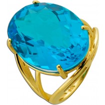 Blautopas Ring Gold 375 9K Bergkristall Topas Doublette