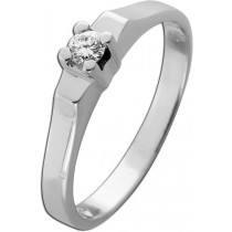 Solitärring Weißgold 585 14K Brillant 0.10ct Lupenrein