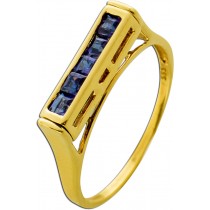 Saphirring Gold 375 9K hellblaue Edelsteine blaue Tansanite drehbar