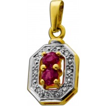 Rubin Anhänger Gold 585 14K rote Edelsteine Brillanten Antikschmuck