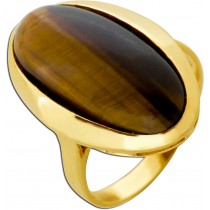 Tigerauge Ring Gold 333 8K braun golderner Edelstein Antikschmuck