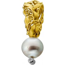 Perlen Anhänger Gold 750 18K Tahitiperle Brillanten 0.10ct