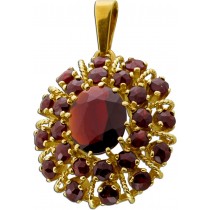 Granat Anhänger Gold 333 8K rote Edelsteine Antikschmuck 