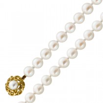 Perlenkette 80cm Gold 585 14K Akoyaperlen 7-6.5mm