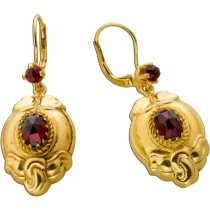 Granat Ohrhänger Gold 333 8K roten Edelsteine Antikschmuck