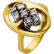 Diamantring Gold 750 18K Brillanten 0.56ct Lupenrein Antikschmuck