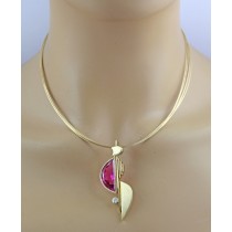 Omegareif  Gold 750 18K pinker Rubellit 8.9ct Brillant 0.15ct