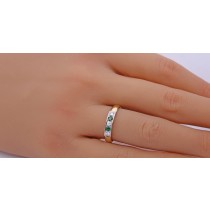 Smaragdring Gold 750 18K grüne Edelsteine 0.12ct Diamanten 0.18ct