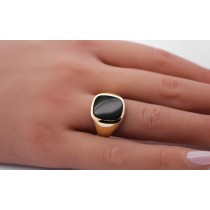 Onyx Siegelring Gold 585 14K tiefschwarzem Onyx Edelstein 5.40ct