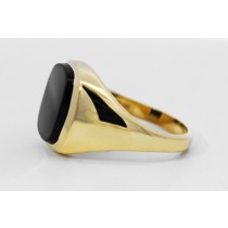 Onyx Siegelring Gold 585 14K tiefschwarzem Onyx Edelstein 5.40ct