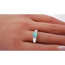 Smaragdring Silber 925 grüner Smaragd Brillanten Antikschmuck