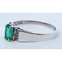 Smaragdring Silber 925 grüner Smaragd Brillanten Antikschmuck